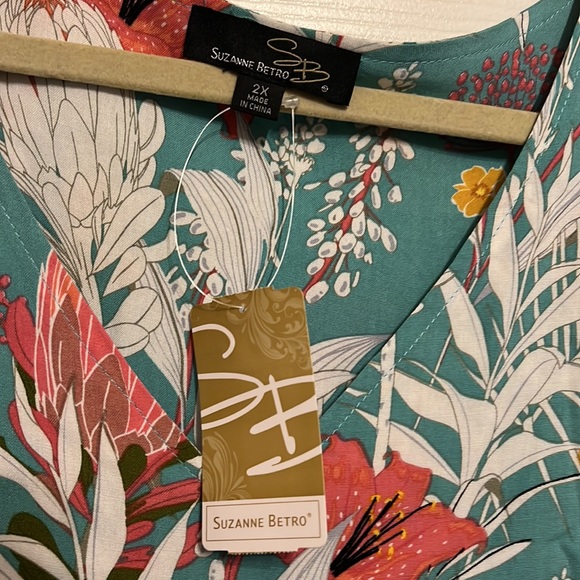 New Summer tropical dress 2X long sleeve rayon women’s dress Suzanne Betro NWT - Picture 2 of 10